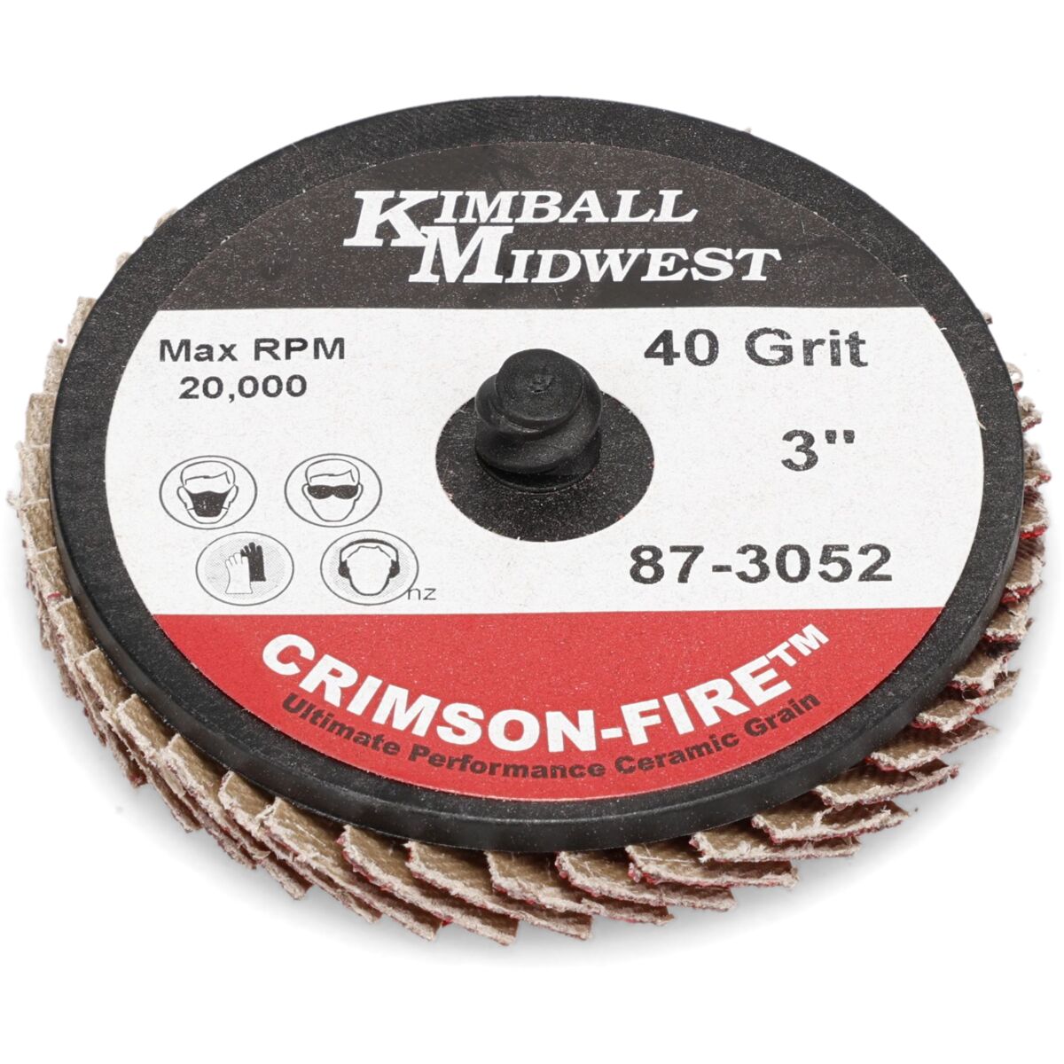 3 40 Grit Type R Crimson Fire Mini Ceramic Grain Flap Disc Kimball