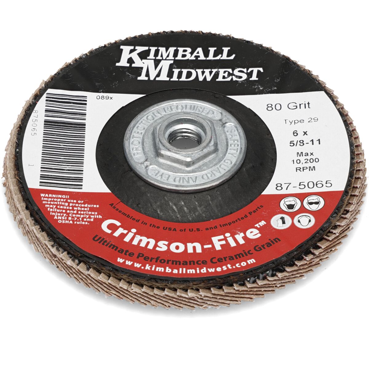 6 X 5 8 11 80 Grit Type 29 Crimson Fire Flap Disc Small Kimball