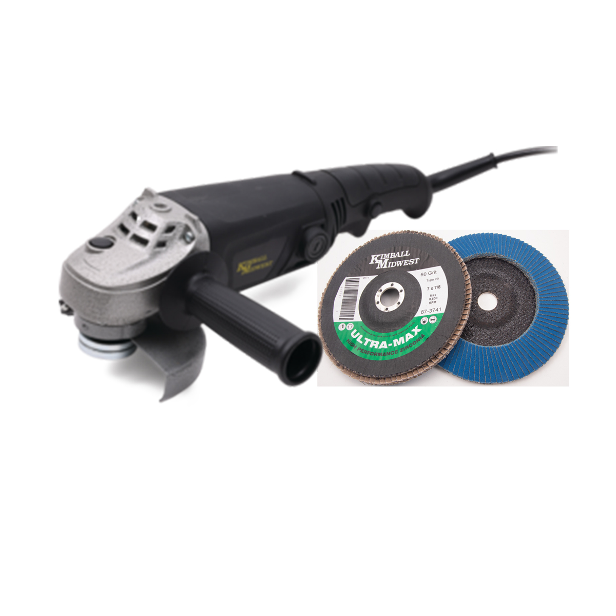 4 12 Electric Angle Grinder And 4 12 X 78 60 Grit Ultra Max Flap Disc Bundle Kimball Midwest 