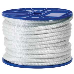 3/8" White Solid Braided Nylon Rope