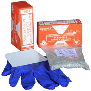 Absorbent Powder, Scraper, Gloves
