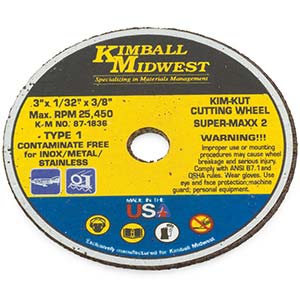 3" x 1/16" x 3/8" Type 1 Kim-Kut™ Super-Maxx 2™ Cut-Off Wheel