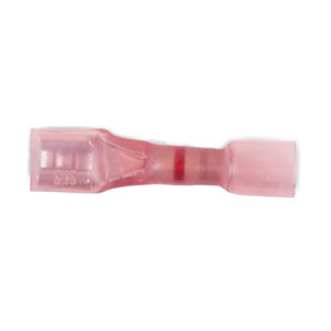 22 - 18 AWG Red Polyolefin Fully Insulated Ultra-Link Crimp & Solder Female Long Neck (1/4" Tab) Quick Slide Terminal