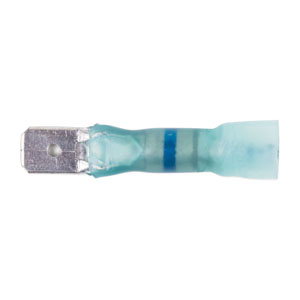 16 - 14 AWG Blue Polyolefin Insulated Ultra-Link Crimp & Solder Male Long Neck (1/4" Tab) Quick Slide Terminal